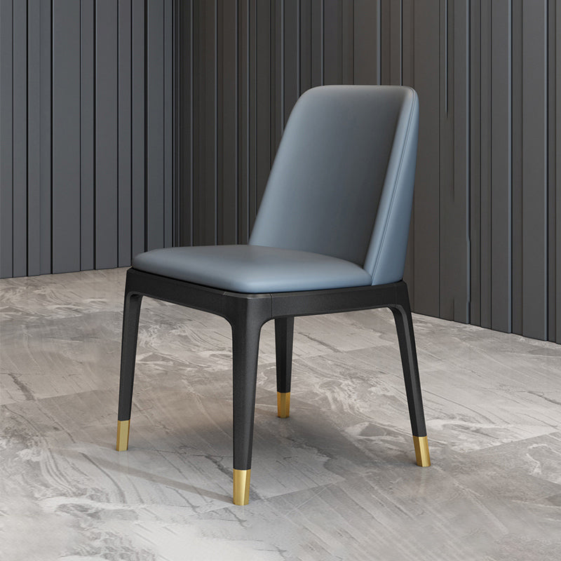 Scandinavian Metallic Fixed Dining Table Rectangle Formal Dinette Set with Balck Base