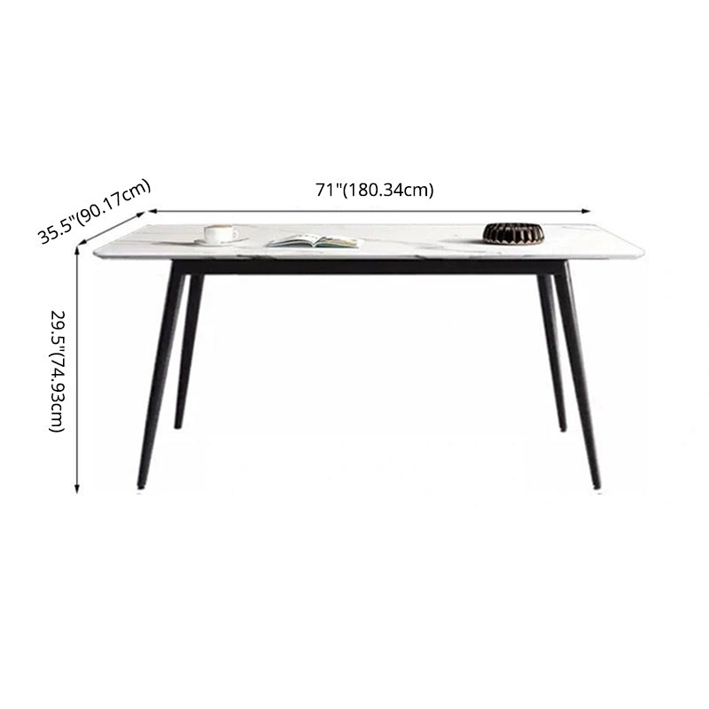 Modern Style Sintered Stone Dining Table with Rectangle Shape Table and 4 Black Legs Base