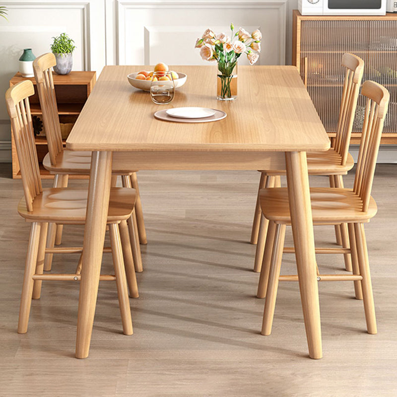 Contemporary Solid Wood Rectangle Dining Room Set with 4 Wood Legs for Kitchen Furniture