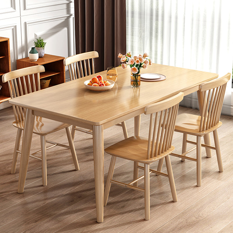 Contemporary Solid Wood Rectangle Dining Room Set with 4 Wood Legs for Kitchen Furniture
