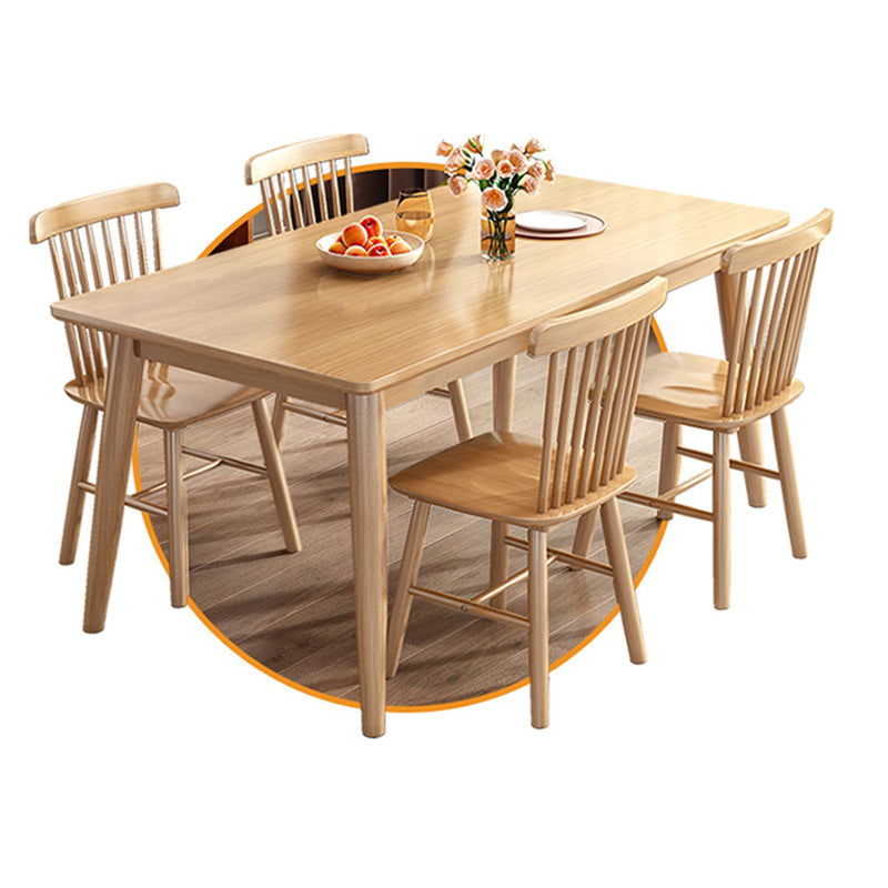 Contemporary Solid Wood Rectangle Dining Room Set with 4 Wood Legs for Kitchen Furniture