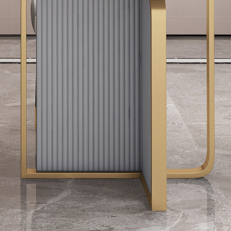 Modern Sintered Stone Dining Table Set with Rectangle Table and Metal Base Dining Set for Home Use