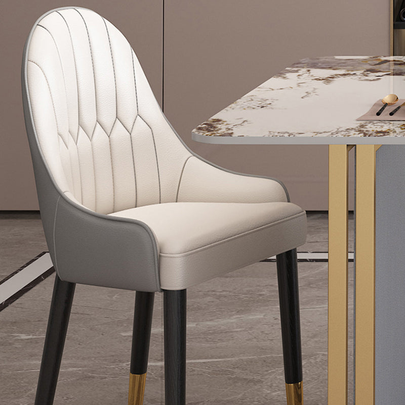 Modern Sintered Stone Dining Table Set with Rectangle Table and Metal Base Dining Set for Home Use