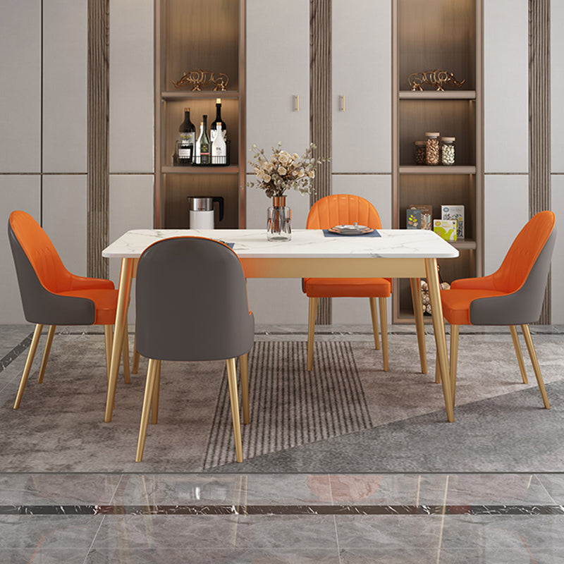 Traditional Sintered Stone Top Dining Set with 4 Gold Metallic Legs for Dining Furniture