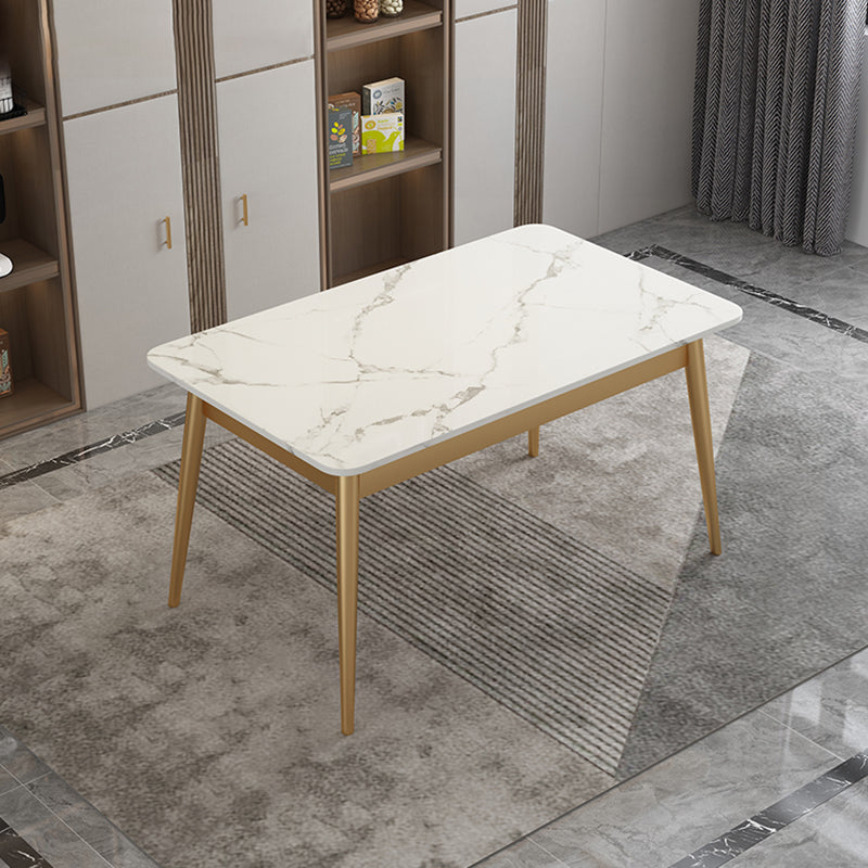 Traditional Sintered Stone Top Dining Set with 4 Gold Metallic Legs for Dining Furniture