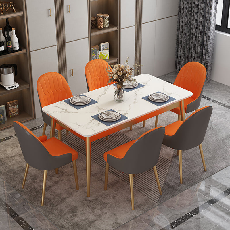 Traditional Sintered Stone Top Dining Set with 4 Gold Metallic Legs for Dining Furniture