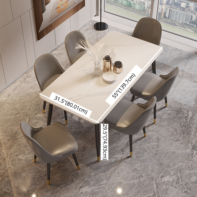 Nordic Dining Room Set Dining Table Rectangle Formal Dinette Set with Metal Base