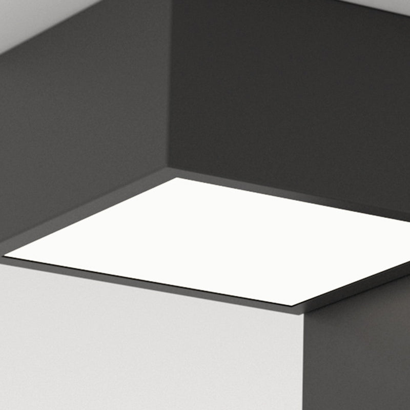 Black and White LED Flush Mount in Modern Simplicity Iron Geometric Ceiling Light with Acrylic Shade