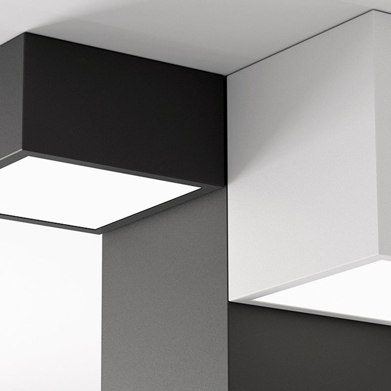 Black and White LED Flush Mount in Modern Simplicity Iron Geometric Ceiling Light with Acrylic Shade