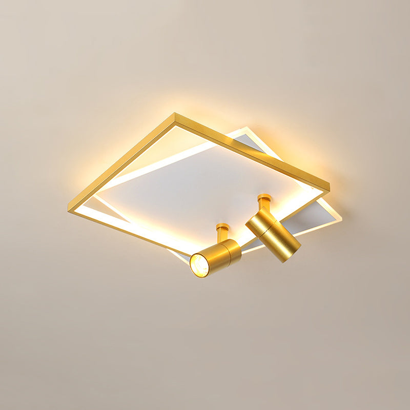 Plafonnier LED de luxe moderne en fer forgé carré encastré avec abat-jour en acrylique