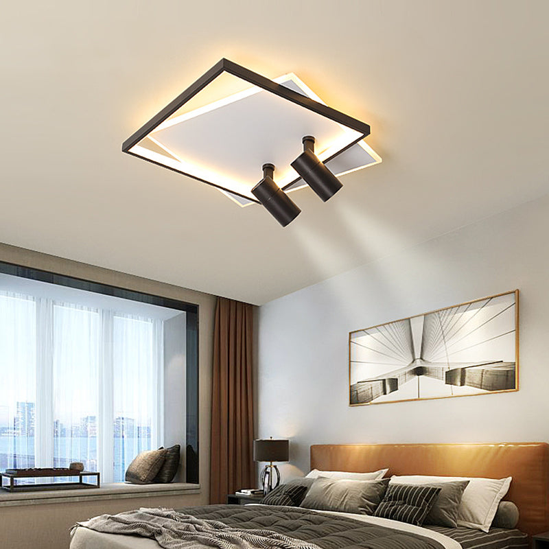 Plafonnier LED de luxe moderne en fer forgé carré encastré avec abat-jour en acrylique