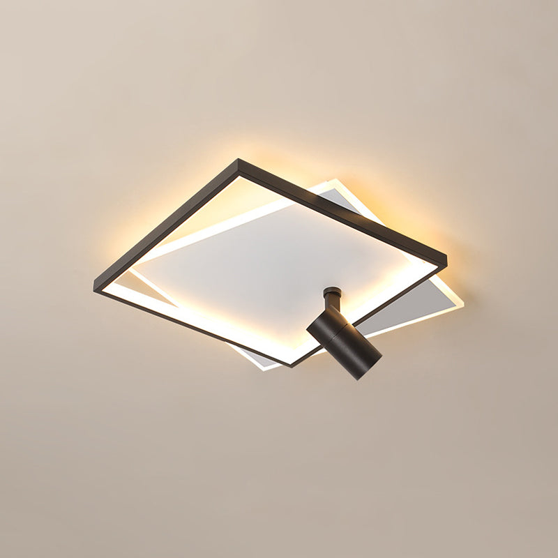 Plafonnier LED de luxe moderne en fer forgé carré encastré avec abat-jour en acrylique