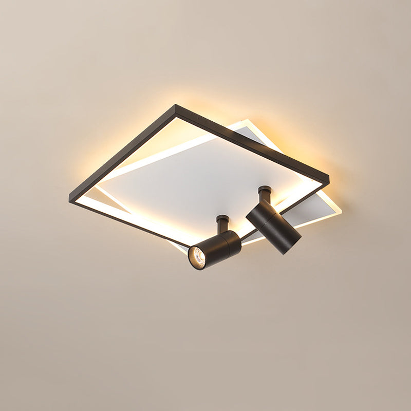 Plafonnier LED de luxe moderne en fer forgé carré encastré avec abat-jour en acrylique