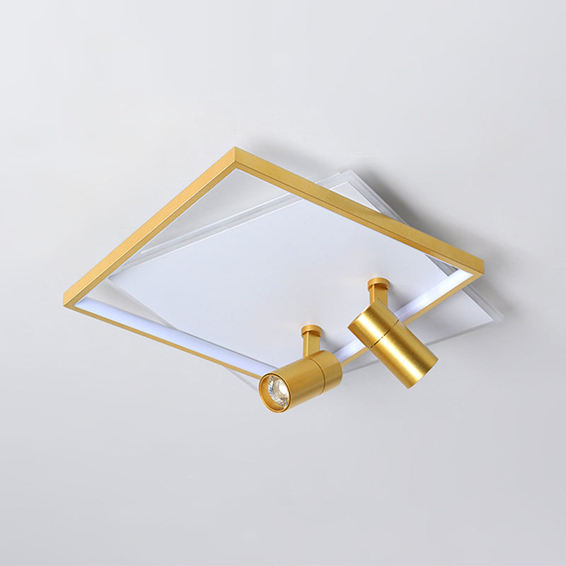 Plafonnier LED de luxe moderne en fer forgé carré encastré avec abat-jour en acrylique