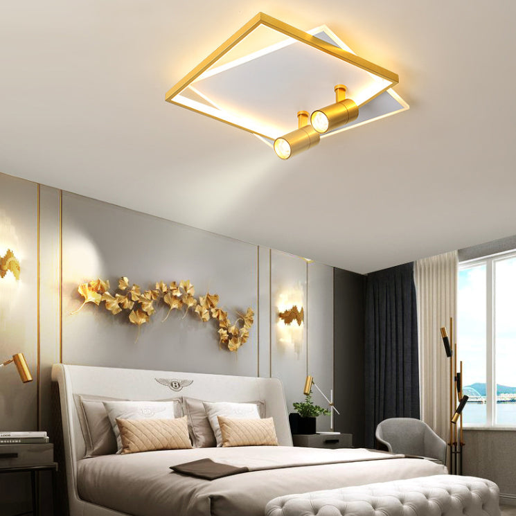 Plafonnier LED de luxe moderne en fer forgé carré encastré avec abat-jour en acrylique