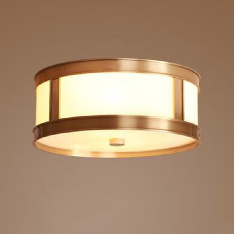 Montura de oro de vidrio en la circular de cobre de estilo clásico de cobre Luz de techo para sala de estar