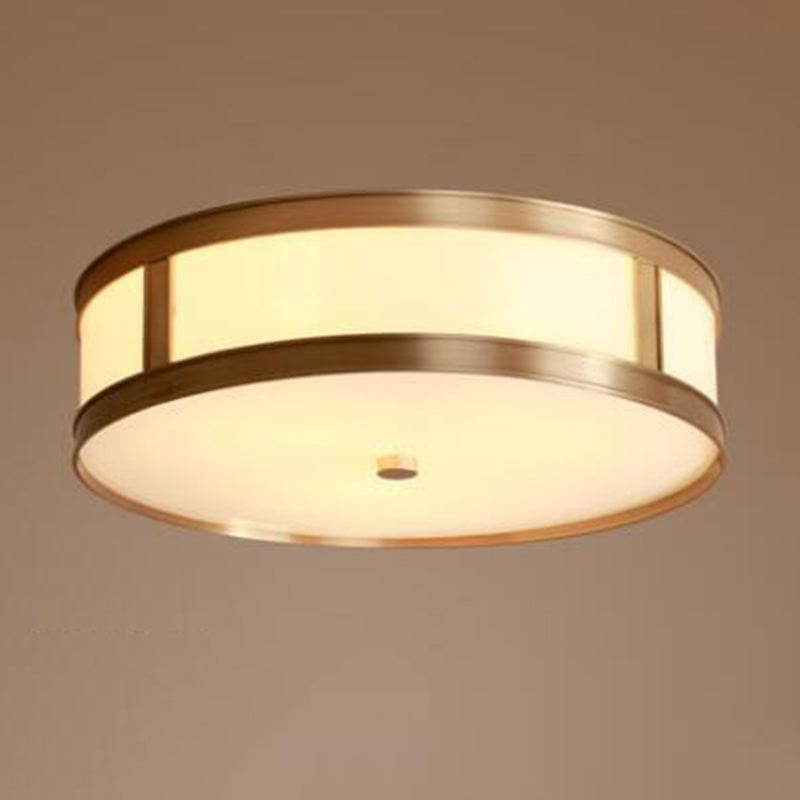 Montura de oro de vidrio en la circular de cobre de estilo clásico de cobre Luz de techo para sala de estar