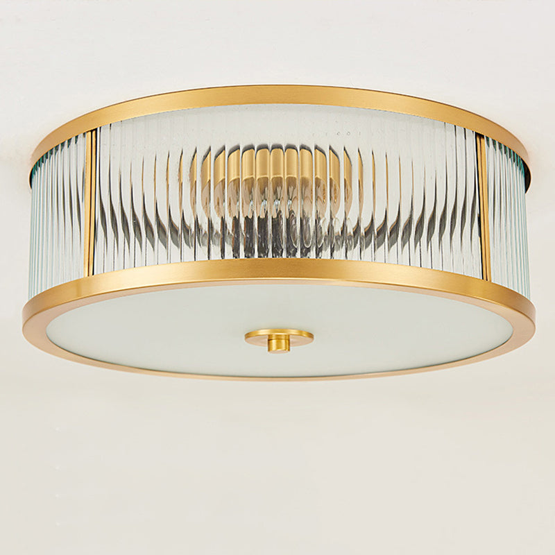 Montura de oro de vidrio en la circular de cobre de estilo clásico de cobre Luz de techo para sala de estar