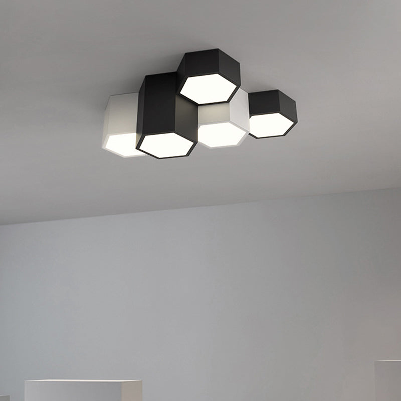 Plafonnier LED géométrique minimaliste moderne en fer forgé avec abat-jour en acrylique