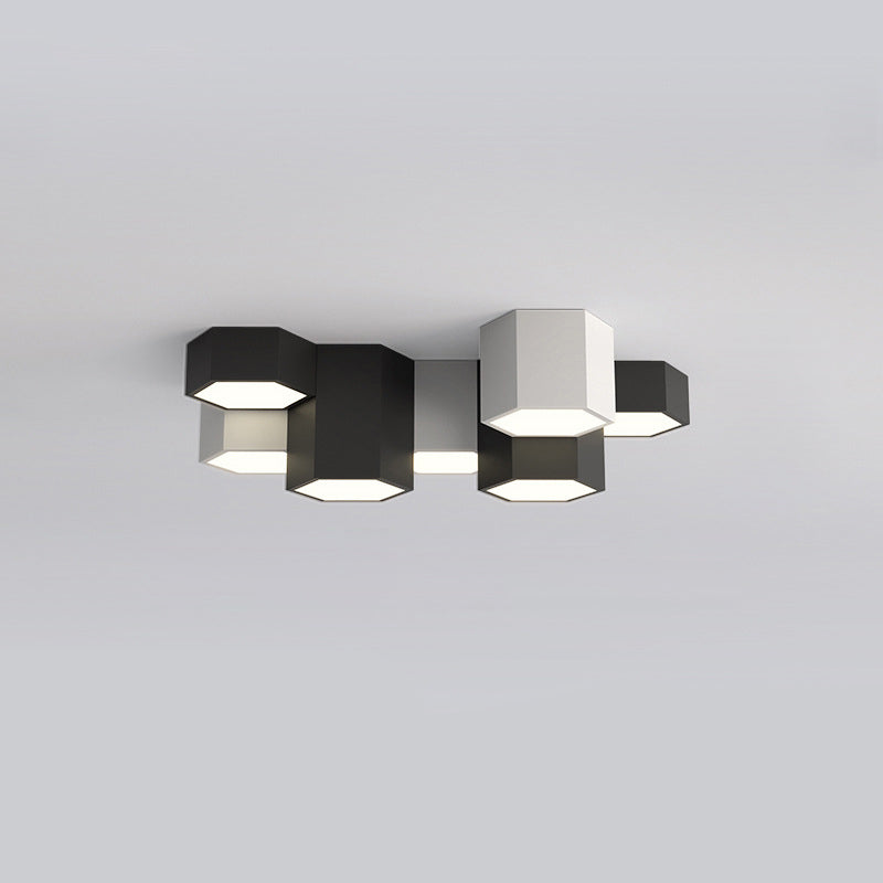 Plafonnier LED géométrique minimaliste moderne en fer forgé avec abat-jour en acrylique