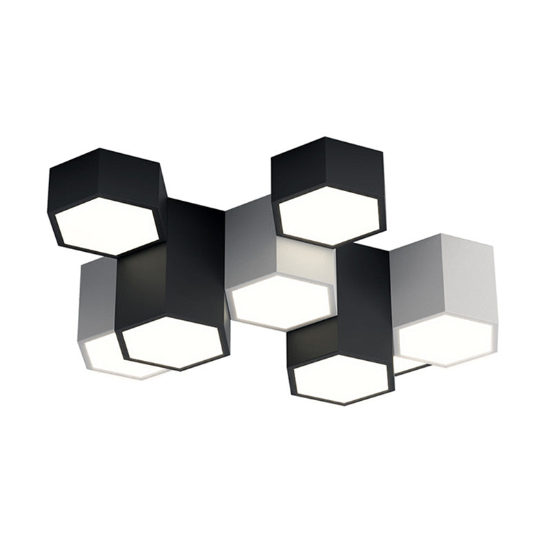 Plafonnier LED géométrique minimaliste moderne en fer forgé avec abat-jour en acrylique