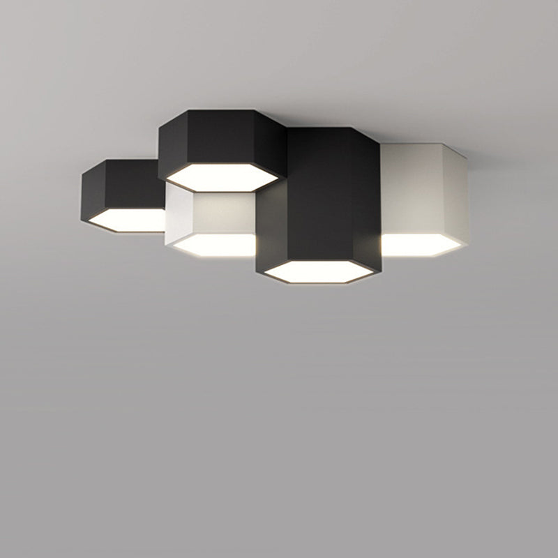 Plafonnier LED géométrique minimaliste moderne en fer forgé avec abat-jour en acrylique