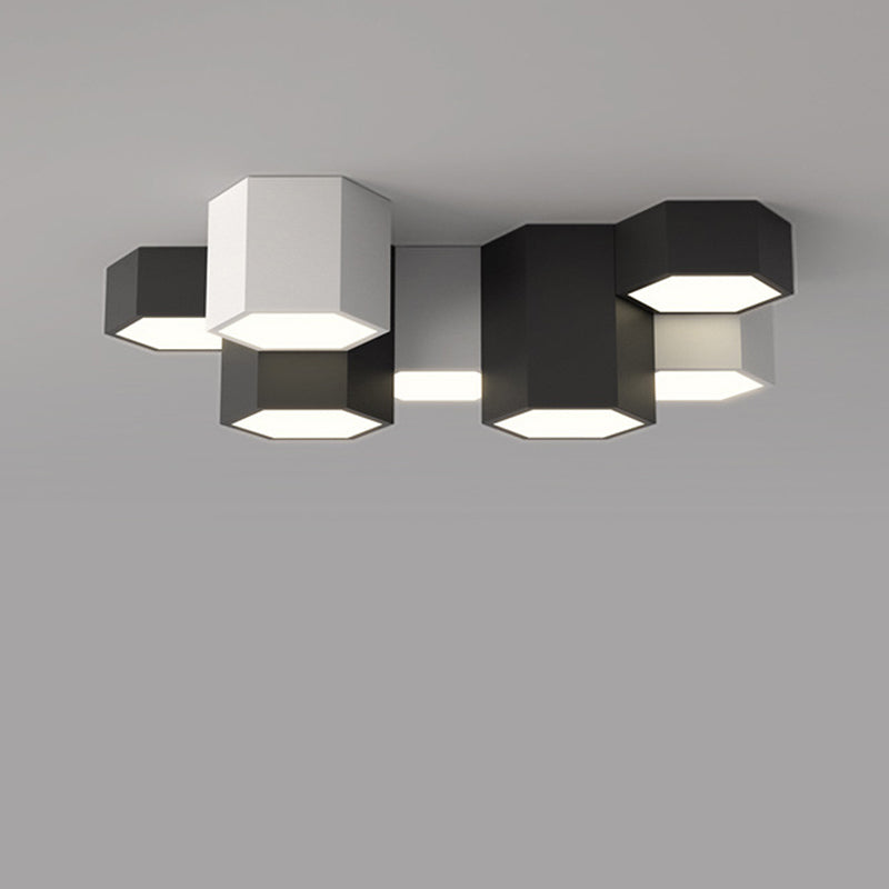 Plafonnier LED géométrique minimaliste moderne en fer forgé avec abat-jour en acrylique