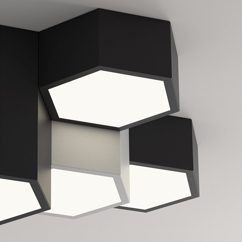 Plafonnier LED géométrique minimaliste moderne en fer forgé avec abat-jour en acrylique