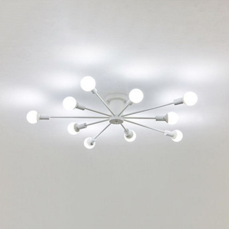 Bare Lampe Sputnik Deckenleuchte im industriellen Retro -Stil Schmiedeeisen halb Flush Mount