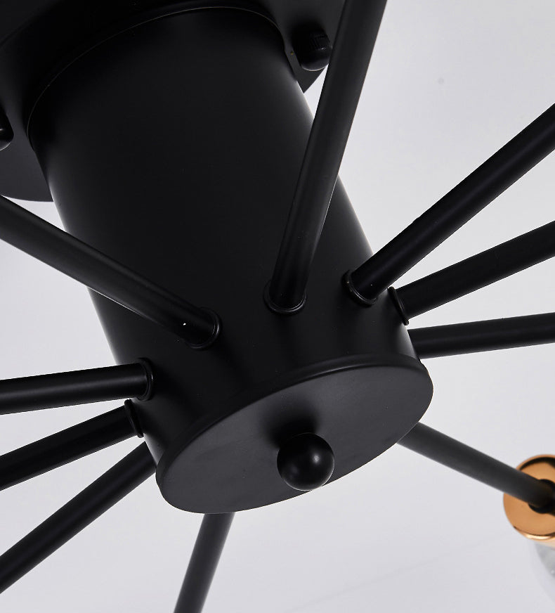 Bare Lampe Sputnik Deckenleuchte im industriellen Retro -Stil Schmiedeeisen halb Flush Mount