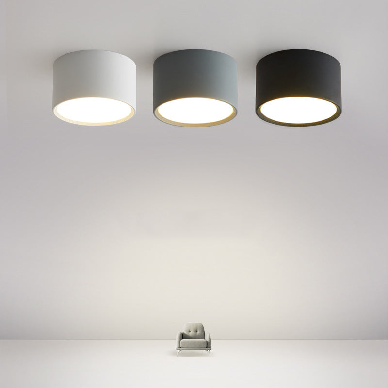Moderne beknopte LED-plafondlamp smeedijzeren cilindrische inbouw met acrylkap