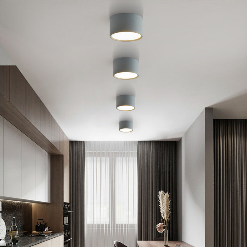 Moderne beknopte LED-plafondlamp smeedijzeren cilindrische inbouw met acrylkap