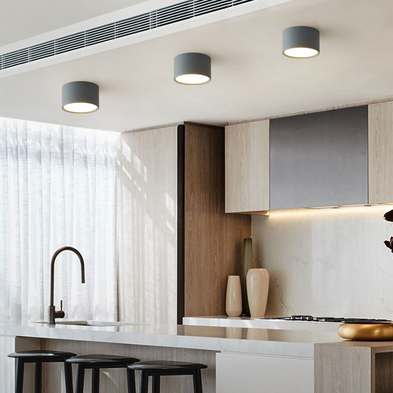 Moderne beknopte LED-plafondlamp smeedijzeren cilindrische inbouw met acrylkap