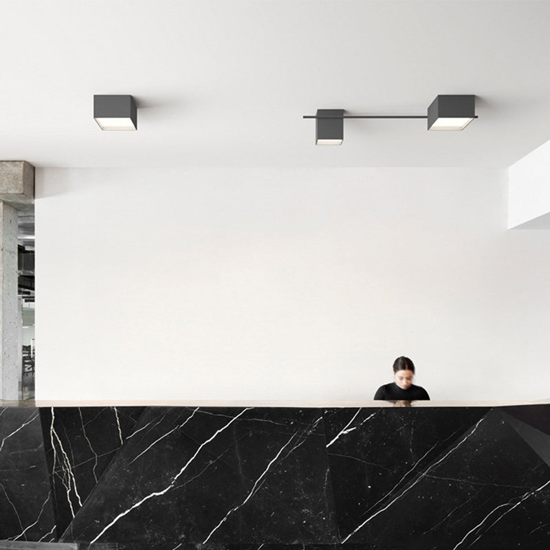 Moderne Minimalistische LED Plafondlamp Smeedijzer Geometrische Flush Mount met Acryl Shade