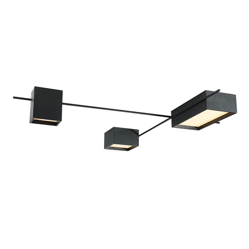 Moderne Minimalistische LED Plafondlamp Smeedijzer Geometrische Flush Mount met Acryl Shade