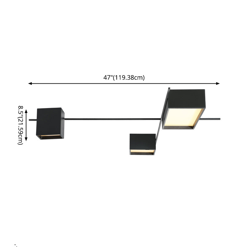 Moderne Minimalistische LED Plafondlamp Smeedijzer Geometrische Flush Mount met Acryl Shade