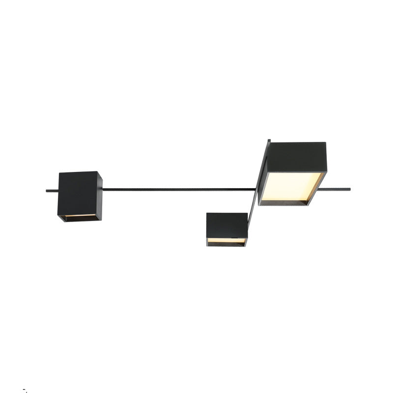Moderne Minimalistische LED Plafondlamp Smeedijzer Geometrische Flush Mount met Acryl Shade