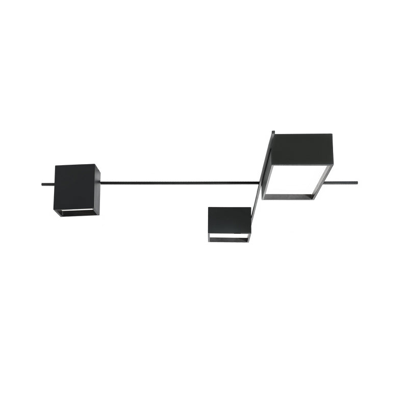 Moderne Minimalistische LED Plafondlamp Smeedijzer Geometrische Flush Mount met Acryl Shade