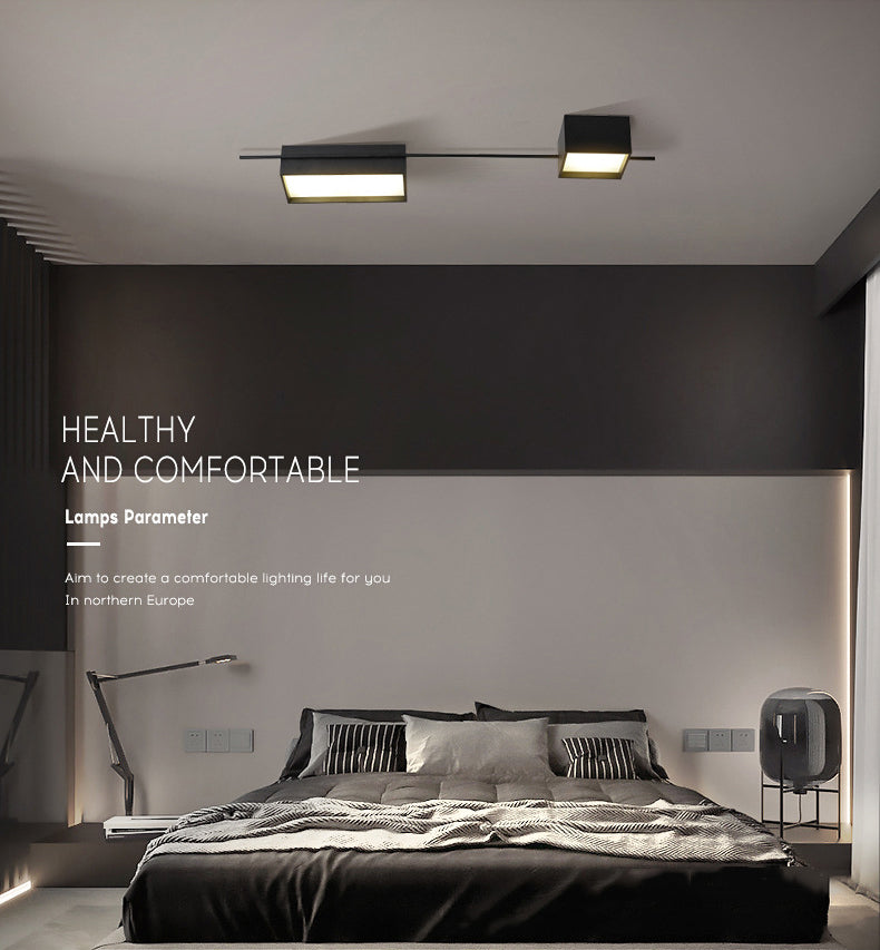 Moderne Minimalistische LED Plafondlamp Smeedijzer Geometrische Flush Mount met Acryl Shade