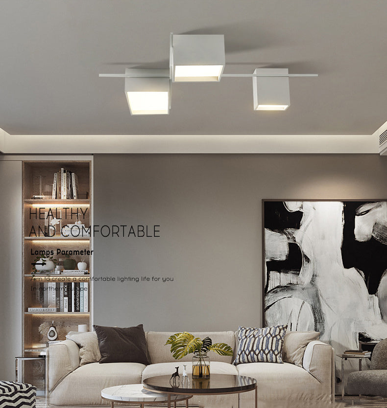 Moderne Minimalistische LED Plafondlamp Smeedijzer Geometrische Flush Mount met Acryl Shade