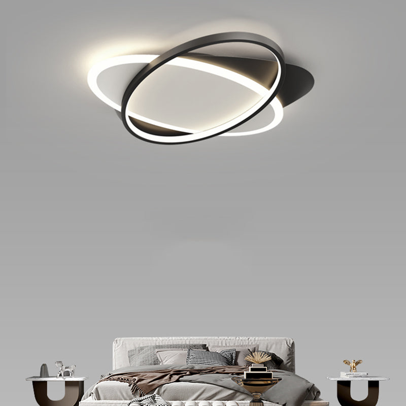 Plafonnier LED ovale minimaliste moderne en fer forgé avec abat-jour en acrylique