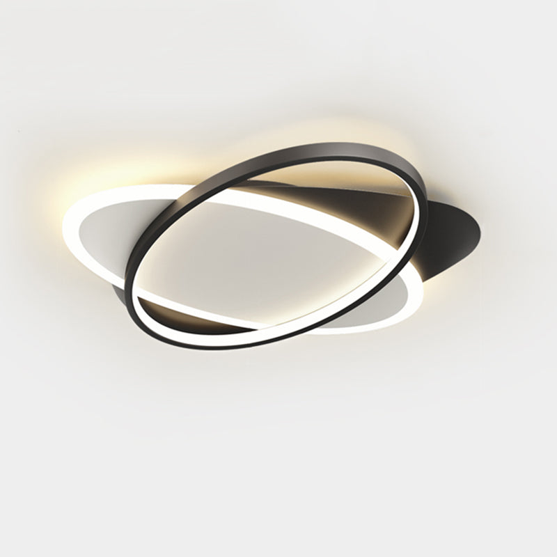 Plafonnier LED ovale minimaliste moderne en fer forgé avec abat-jour en acrylique