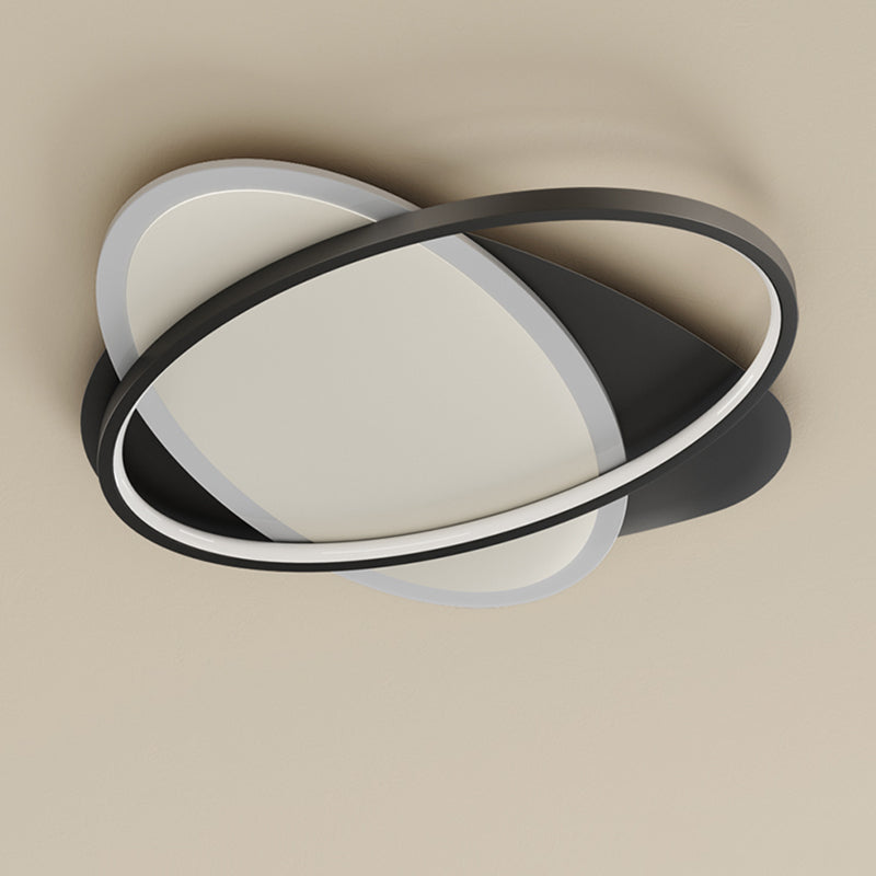 Plafonnier LED ovale minimaliste moderne en fer forgé avec abat-jour en acrylique