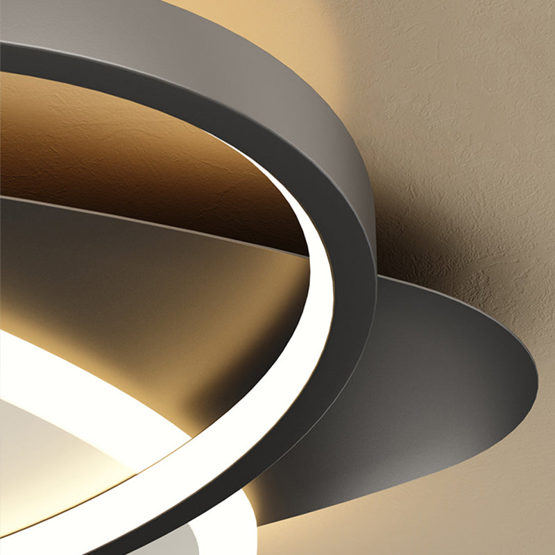 Plafonnier LED ovale minimaliste moderne en fer forgé avec abat-jour en acrylique