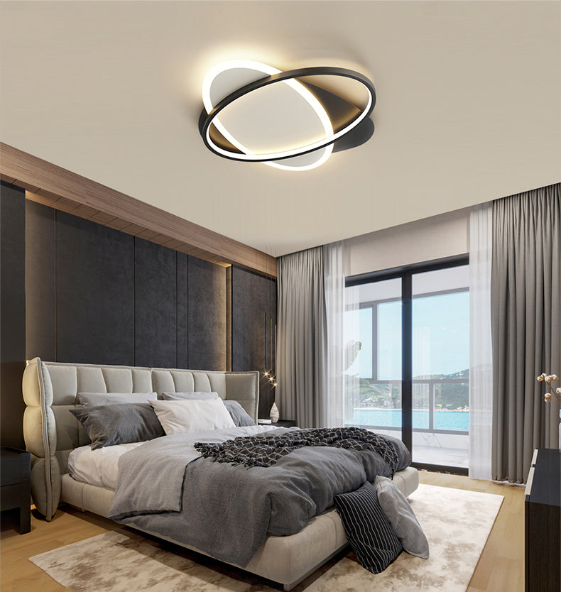 Plafonnier LED ovale minimaliste moderne en fer forgé avec abat-jour en acrylique