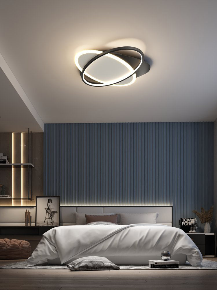 Plafonnier LED ovale minimaliste moderne en fer forgé avec abat-jour en acrylique