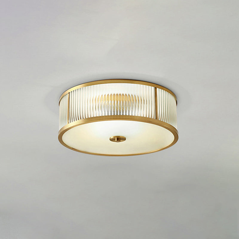 Colonial Classic round plafonnier cuivre intérieur encastré avec abat - jour en verre transparent