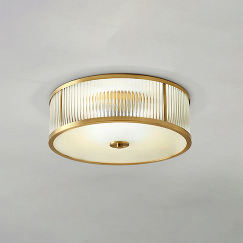 Colonial Classic round plafonnier cuivre intérieur encastré avec abat - jour en verre transparent