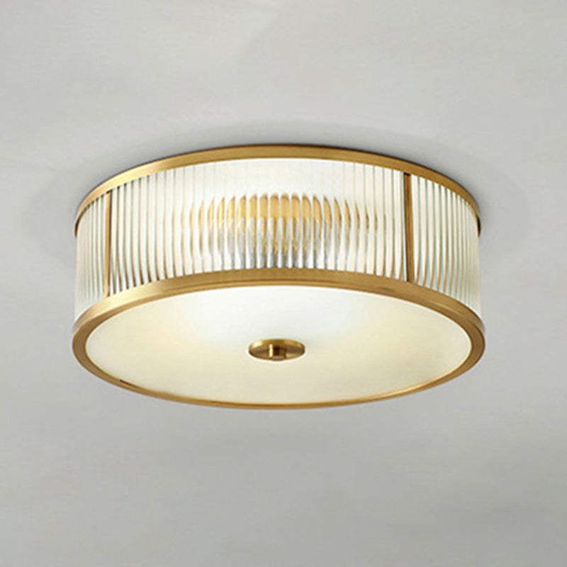 Colonial Classic round plafonnier cuivre intérieur encastré avec abat - jour en verre transparent