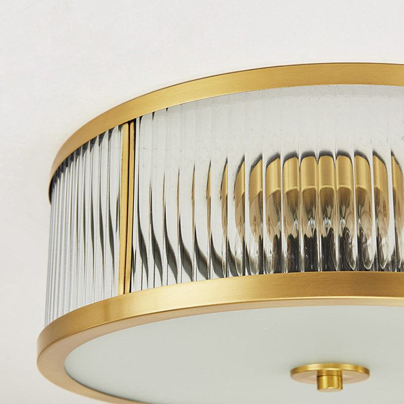 Colonial Classic round plafonnier cuivre intérieur encastré avec abat - jour en verre transparent